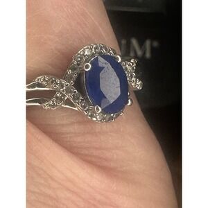 Sterling Silver Sapphire Ring Size 6 STS